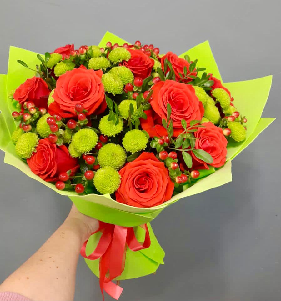 Букет цветов из: Хризантемы и Розы в Тимохово