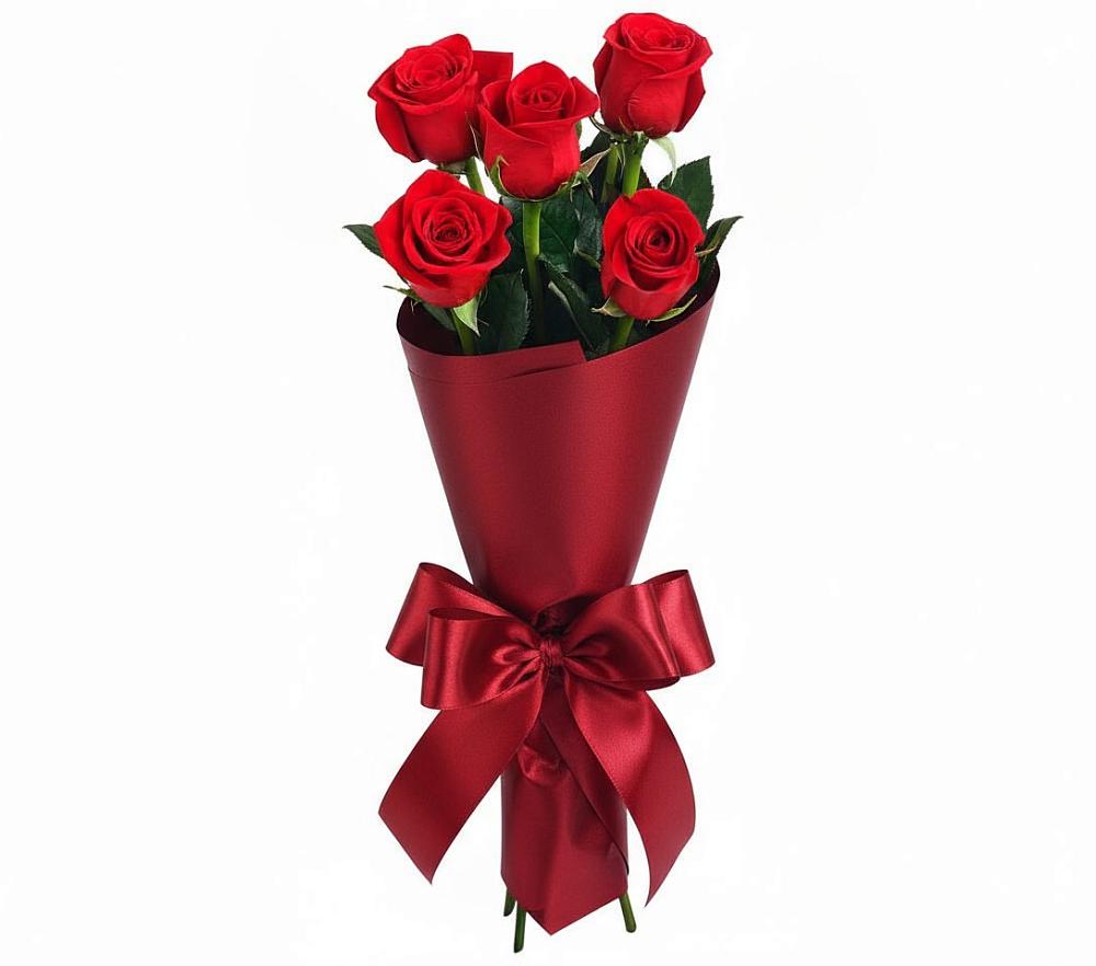 Букет 5 Красных роз Эдлесс Лав в Тимохово