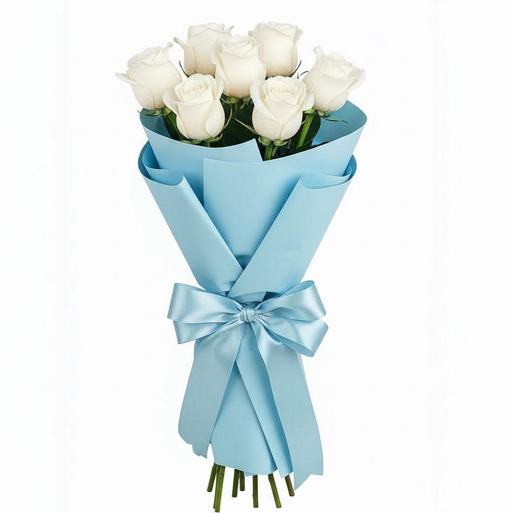 Букет 7 белых роз Проуд в Тимохово