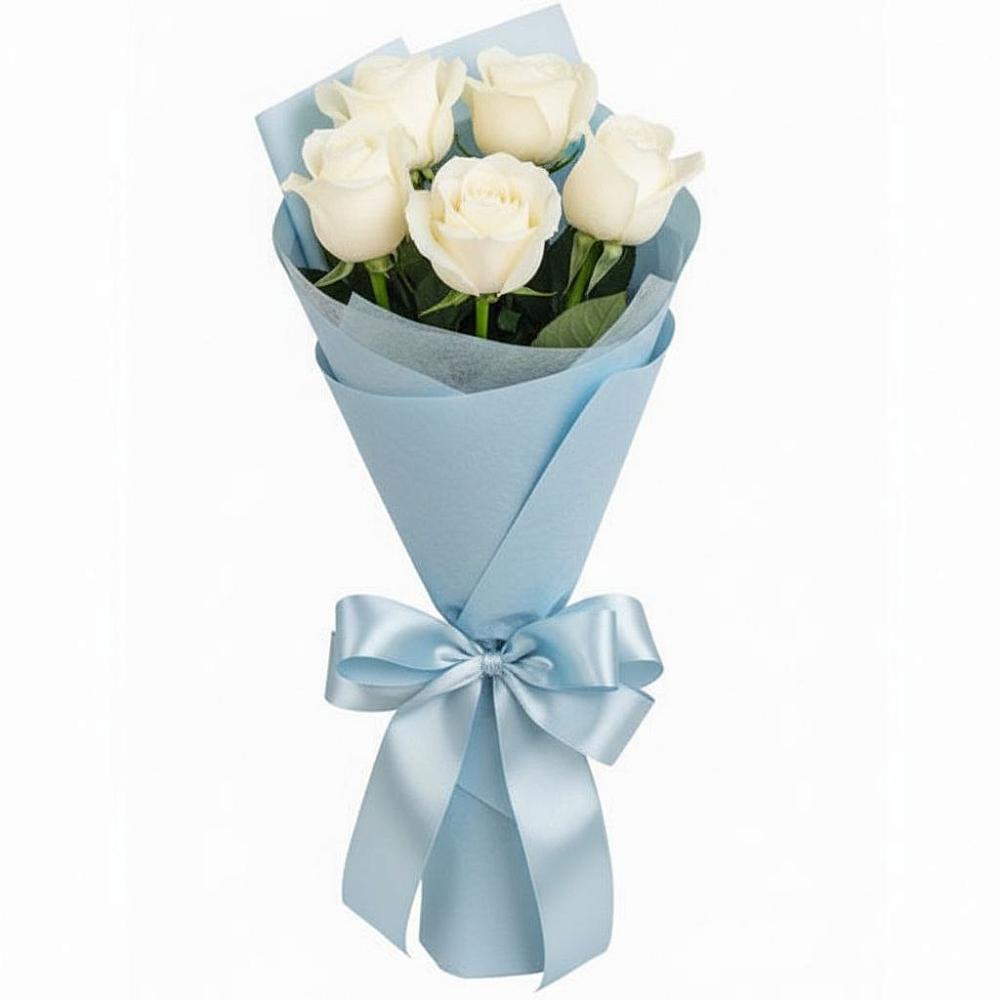 Букет 5 Белых роз Проуд в Тимохово