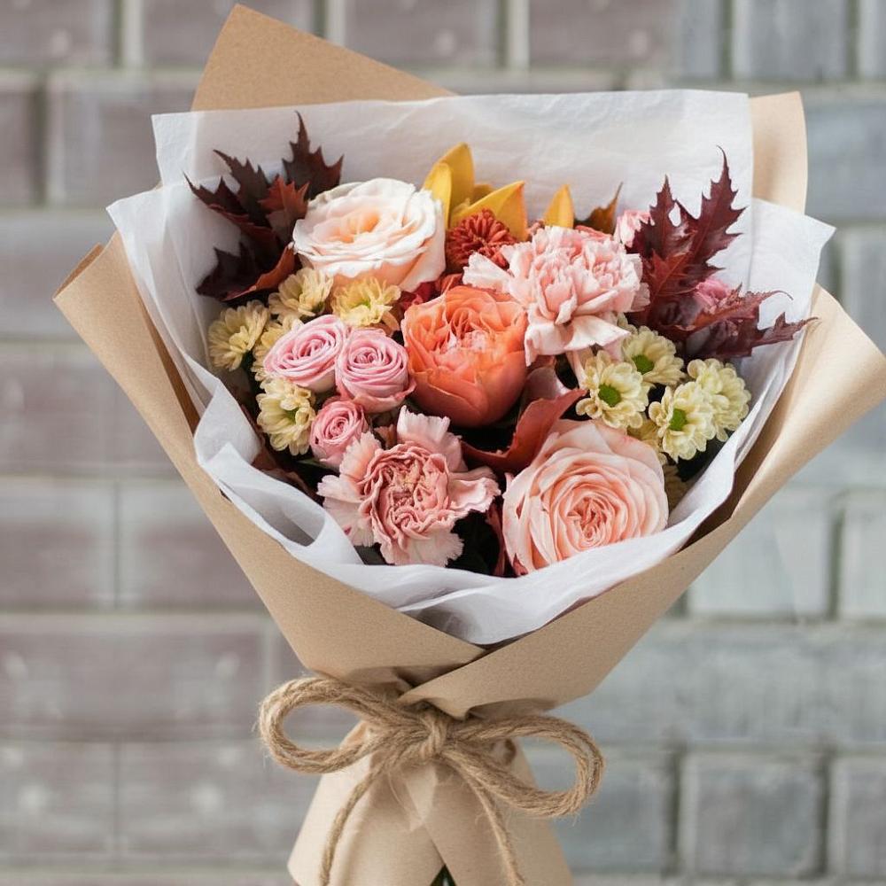 Букет цветов из: Гвоздики, Хризантемы и Розы в Тимохово