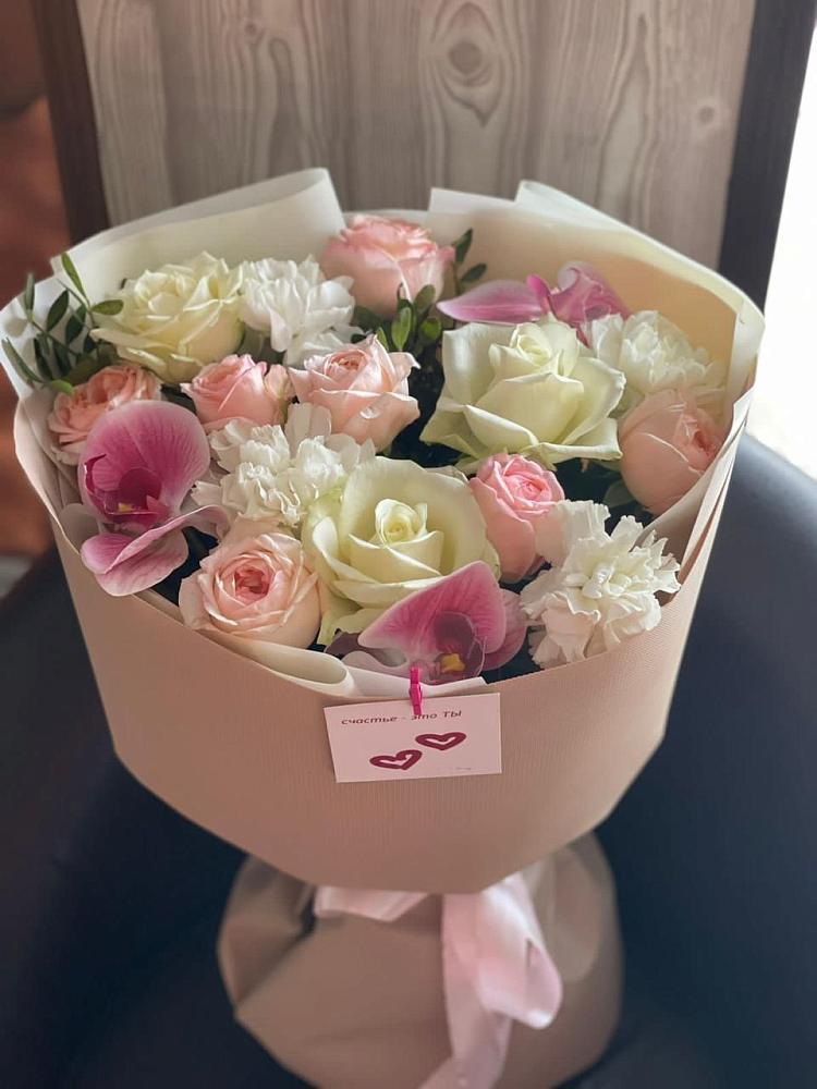 Букет цветов из: Орхидеи, Розы и Гвоздики в Тимохово