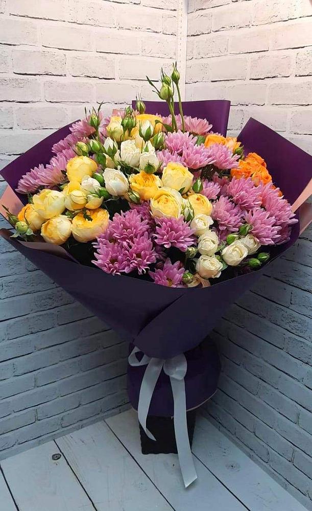 Букет цветов из: Хризантемы и Розы в Тимохово