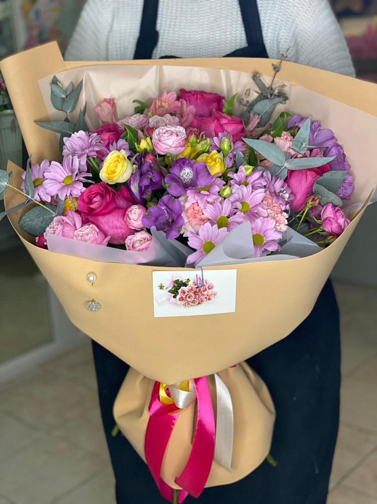 Букет цветов из: Хризантемы, Гвоздики и Альстромерии в Тимохово