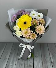 Букет цветов из:  Розы, Герберы и Хризантемы в Тимохово