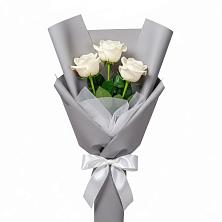 Букет 3 белые розы в Тимохово