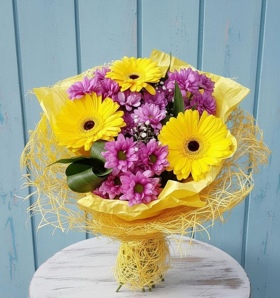 Букет цветов из: Хризантемы и Герберы в Тимохово