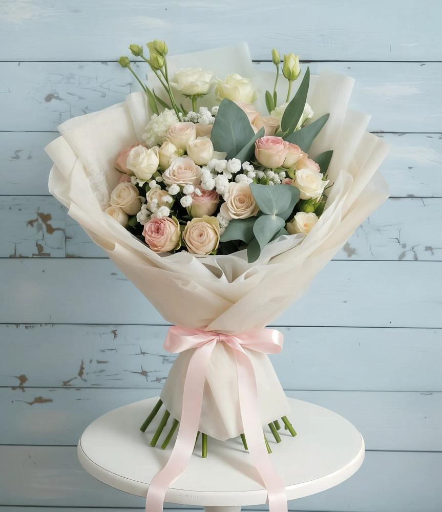 Букет цветов из: Розы и Лизиантусы в Тимохово