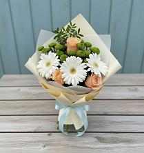 Букет цветов из:  Герберы, Розы и Хризантемы в Тимохово