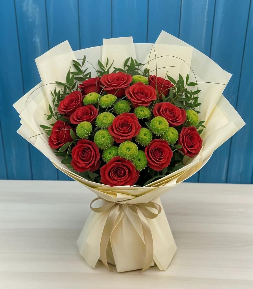 Букет цветов из: Розы и Хризантемы в Тимохово