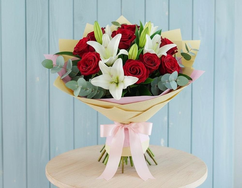 Букет цветов из: Лилии и Розы в Тимохово